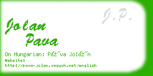 jolan pava business card